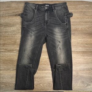 BDG Relaxed Tapered Black Jeans Sz 24W High Rise Cropped Denim